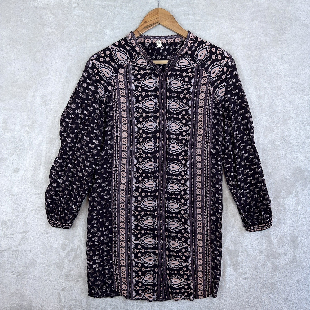 Spell & The Gypsy Collective Gypsiana Shirt Dress Small Rayon Plum Pink Boho